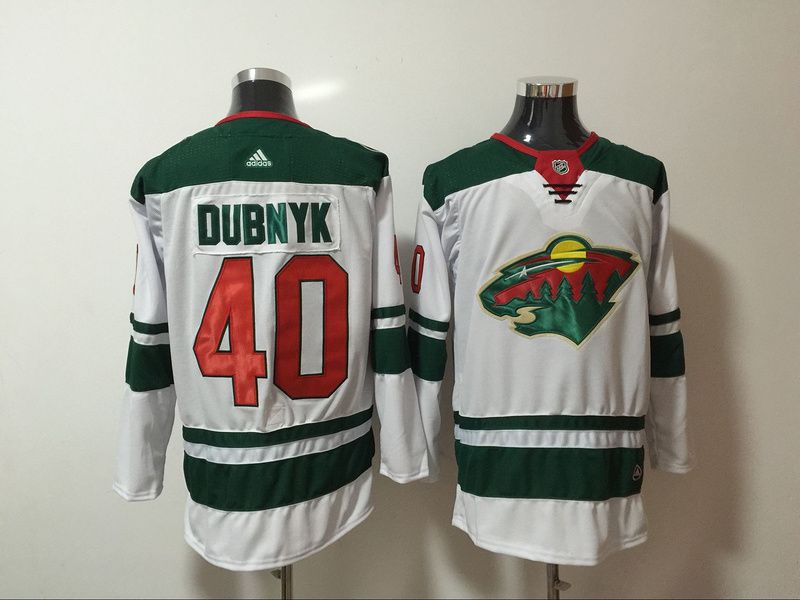 Men Minnesota Wild 40 Dubnyk White Hockey Stitched Adidas NHL Jerseys